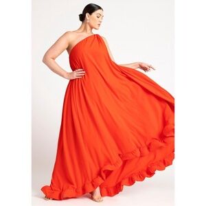 Eloquii Vibrant Orange One Shoulder Dress